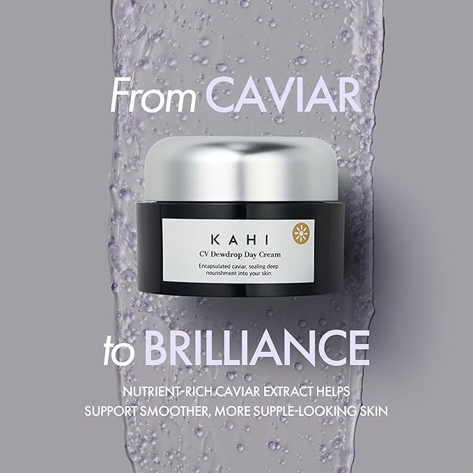 KAHI CV Dewdrop Day Cream - Age-Defying Daily Face Moisturizer with Prestige Beluga Caviar Oil - Hydrating, Tightening & Smoothing Facial Lotion - Luxury Korean Skincare 1.69 fl oz
