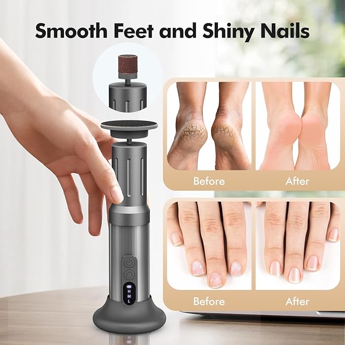 Electric Foot Callus Remover Cordless Electric Foot Filer Kit with 6Speeds Chagring Dock Callus Remover for Women Men Feet and Nail(Black)