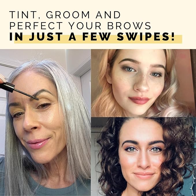 Elizabeth Mott Queen of the Fill Tinted Eyebrow Gel – Brow Filler, Volumizer & Setter – Defines, Shapes & Covers Gray Hairs – Water-Resistant, Long-Lasting – Cruelty-Free – Dark Medium Brown 4g