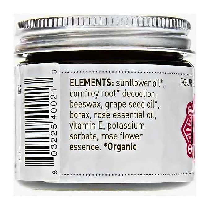 Four Elements 4E Rose Comfrey Moisture Cream, a Natural Non-Greasy Organic Cream that help Soothe and Calm your Skin, 2 OZ