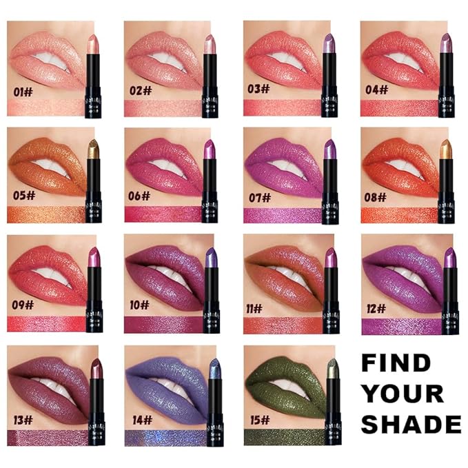 Kaely Glitter Metallic Lipstick, Shimmer Metallic Lipsticks for Women, High Pigmented Lip Color Long Lasting Waterproof Smudge Proof 24 Hour, Halloween Makeup, Vegan & Cruelty-Free, 04