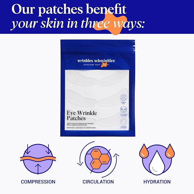 Wrinkles Schminkles Under Eye Wrinkle Patches | Smooth Eye Wrinkles, Crows Feet & Dark Circles Overnight | 6 Pairs Reusable Medical Grade Silicone Patches