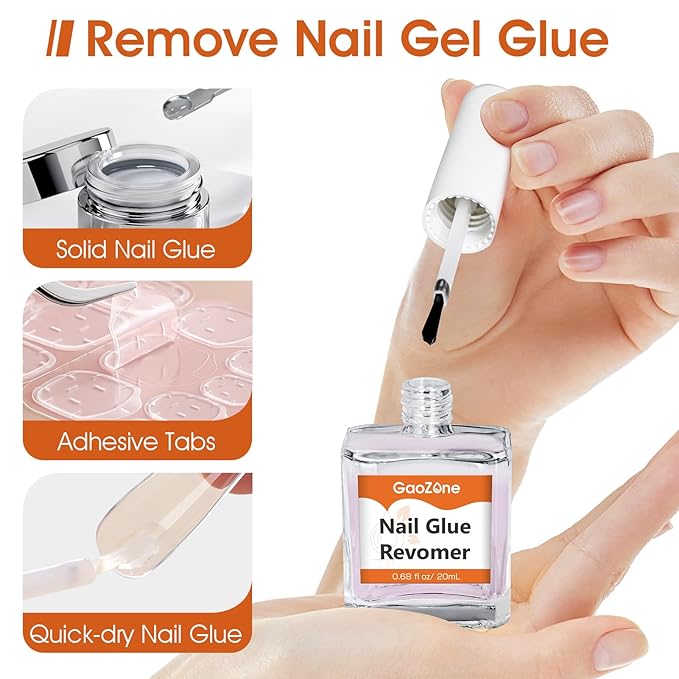 Gel Nail Glue Remover for Nails - Press On Nail Remover Easy Removal Debonder for Glue on Nail Tips, Remove for Fake Nails Tips Solid Glue, 2Pack, 1.35 fl oz/ 40 ml