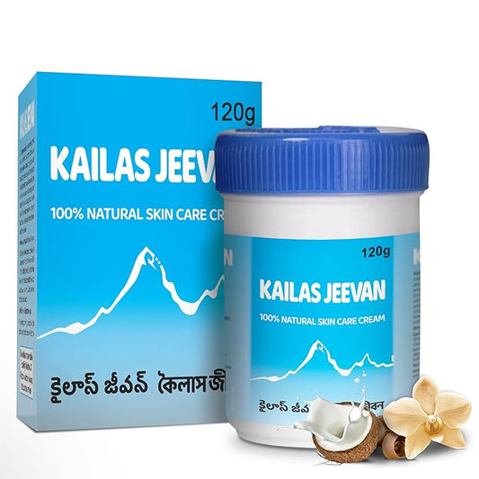Kailas Jeevan Herbal & Natural Skincare Cream - 100% Natural Face Cream, Chemical-Free Cream, Skin Moisturizing Cream, Cracked Heels & Skin Soothing Cream, Skin Nourishing & Hydrating - 120g (3 Pack)
