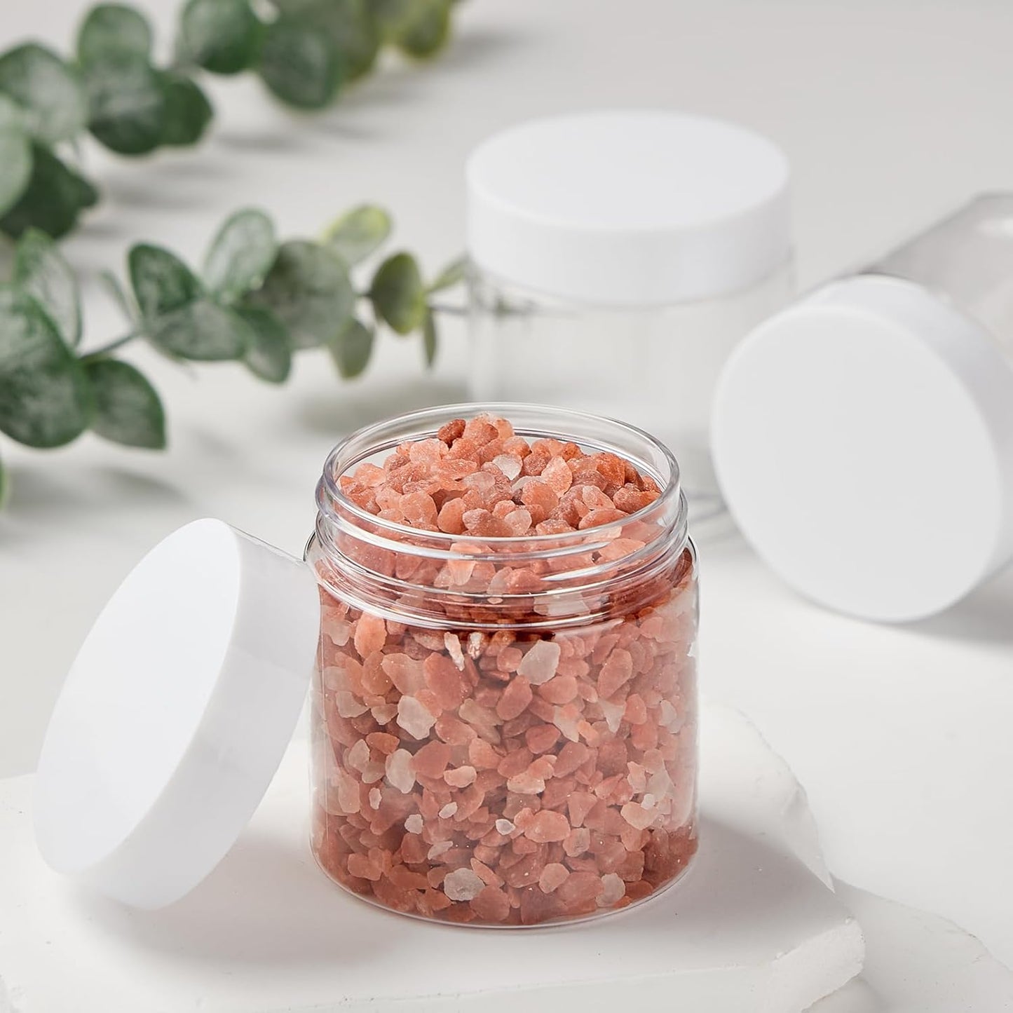 TUZAZO 48 Pack 4 Oz Plastic Container Jars with Lids and Labels BPA Free, Empty Round Clear Cosmetic Containers Plastic Slime Jars for Lotion, Cream, Ointments, Body Butter, Travel Storage (48)