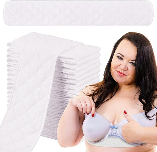 Toulite 20 Pcs Bra Liners for Sweat 18x3 Inch 3 Layer Washable Rectangle Cotton Under Breasts Pads for Women Absorb Sweating