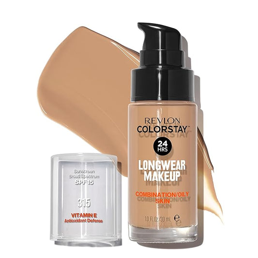 Revlon Liquid Foundation, ColorStay Face Makeup for Combination & Oily Skin, SPF 15, Medium-Full Coverage with Matte Finish, Butterscotch (315), 1.0 oz