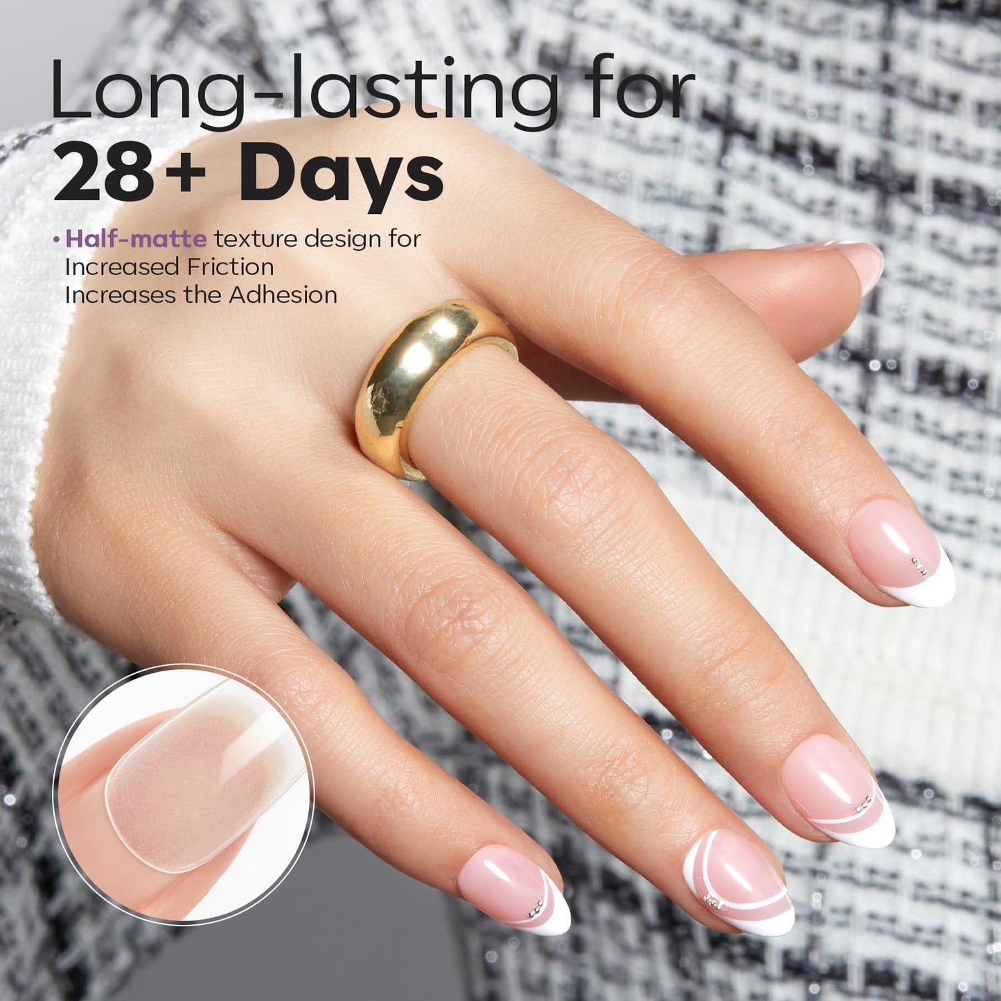 Modelones Extra Short Almond Fake Nail Tips - 510Pcs Gel Tips Pre-shaped Half Matte Full Cover Clear Acrylic Gel Kit False Press on Nails for Extension DIY Salon 15Sizes