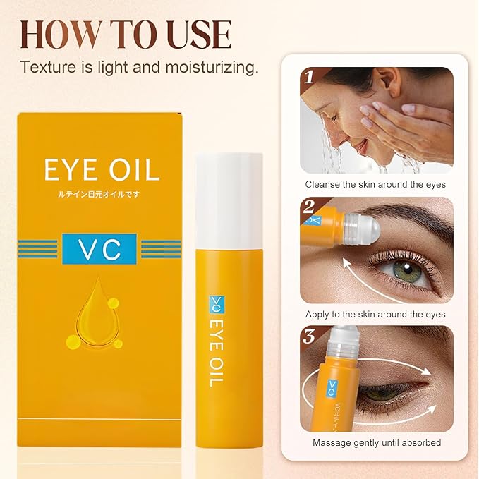 Lutein Eye Essence Oil, 2025 NEW VC Lutein Anti-Wrinkle Eye Serum Oil, Hydrating Dark Circles Remover for Daily Eyes Care, Lightweight Tightening Eyes Oils for Women (1pc, Scented)