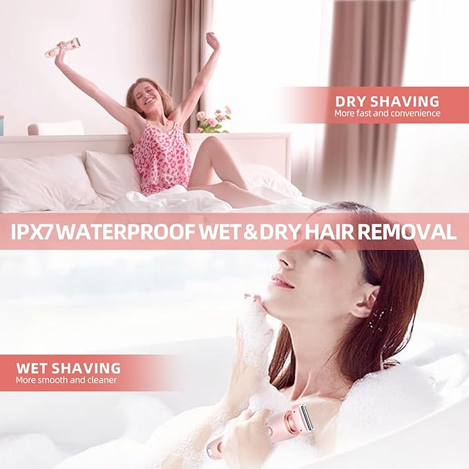Womens Electric Shaver, 2 in 1 Razor for Women, Wet & Dry Electric Waterproof Razor with LED Display, Cordless Bikini Trimmer for Sensitive Skin, Painless Hair Removal