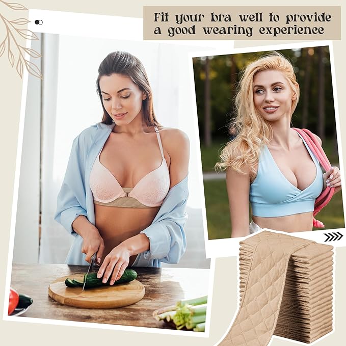 Toulite 20 Pcs Bra Liners for Sweat 18x3 Inch 3 Layer Washable Rectangle Cotton Under Breasts Pads for Women Absorb Sweating