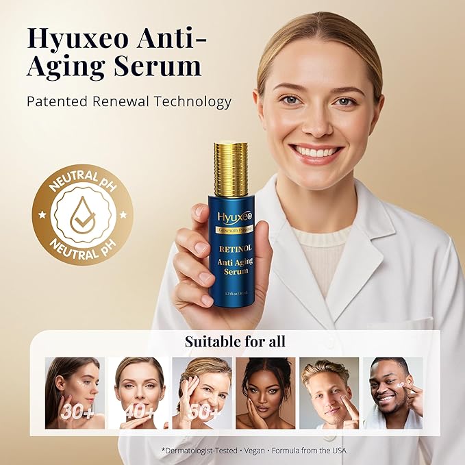 Anti Aging Serum, Retinol Serum for Face with Squalane and Hydrolyzed Collagen, Improve Fine Lines and Hydrate Skin, Wrinkle Retinol for Various Types of Skin Women/Men(1.7 Fl Oz)