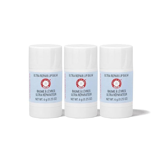 First Aid Beauty Ultra Repair Lip Balm – Instantly Hydrates to Leave Lips Soft, Supple + Plump – Concentrated Formula of Botanical Oils, Butters + Waxes – Three Pack, 3 * 0.25 oz