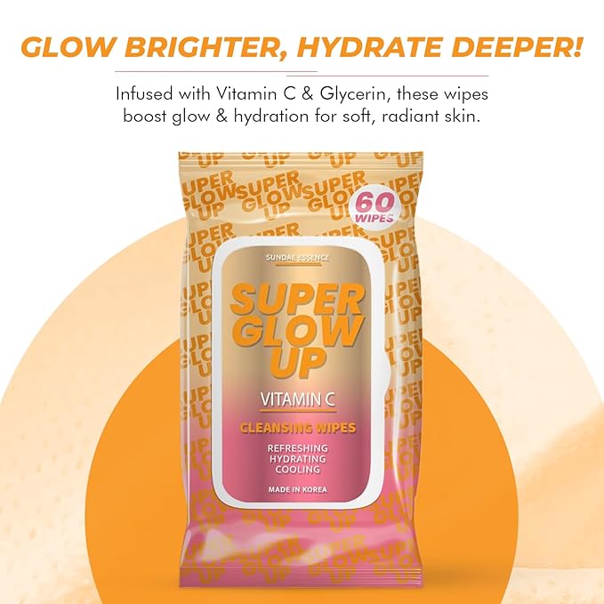 Vitamin C Facial Wipes - Dermatologist-Tested, Anti-Aging, Korean Skin Care, Hydrating & Brightening Face Wipes for Cleansing & Refreshing- Clean Formula, Vegan, 95% Natural- 1 Pack