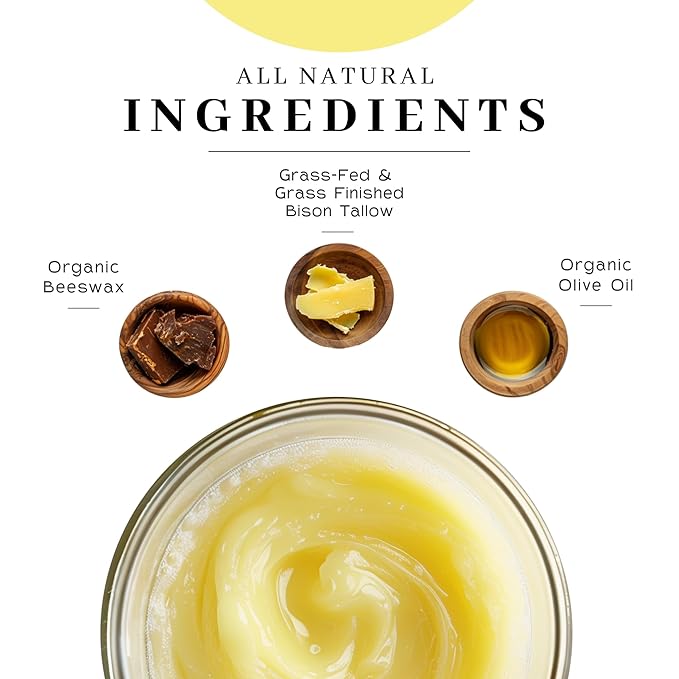 Vanman’s Tallow and Honey Balm - Grass-Fed/Finished Bison Tallow and Essential Oils, Raw Manuka Honey, Organic Royal Jelly, Beeswax, Cold Pressed Olive Oil - Tallow Skin Care for Dry Skin - 2.4 oz