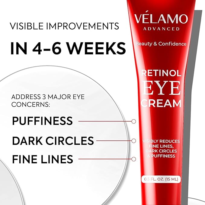 Rapid Reduction Retinol Eye Cream: Under Eye Cream Instantly Reduces Wrinkles Fine Lines Under Eye Bags Puffiness Dark Circles Crow's Feet - Rapid Face Lifting Tightening Firming 1 OZ/15g