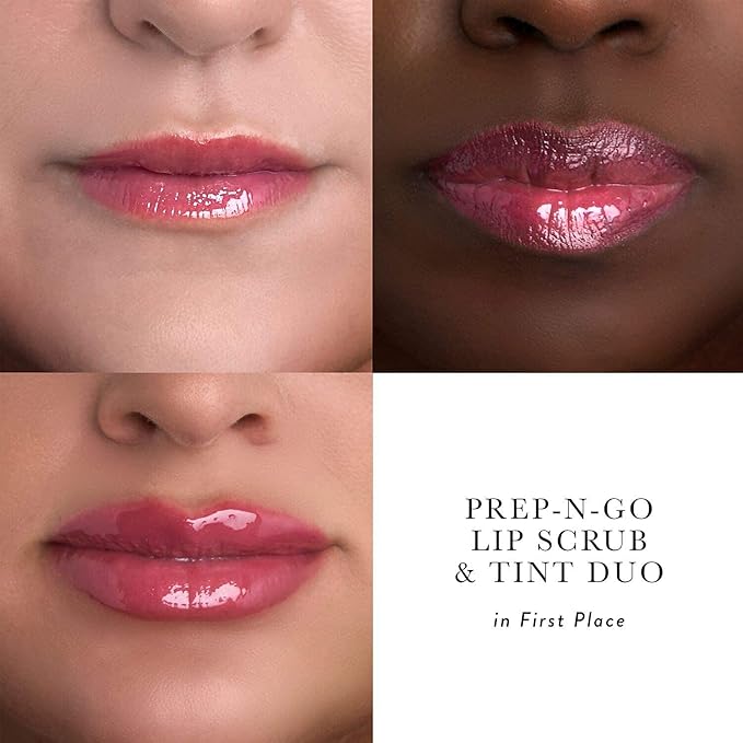 LAURA GELLER NEW YORK Prep-n-Go 2-in-1 Lip Scrub and Lip Oil Tint, Lip Hydrating Oil and Exfoliator, First Place
