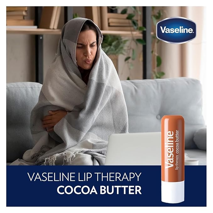 Vaseline Lip Therapy Variety 4-Pack – Cocoa Butter + Aloe Vera Moisturizing Lip Balm with Vitamin E, 0.16 Oz Ea
