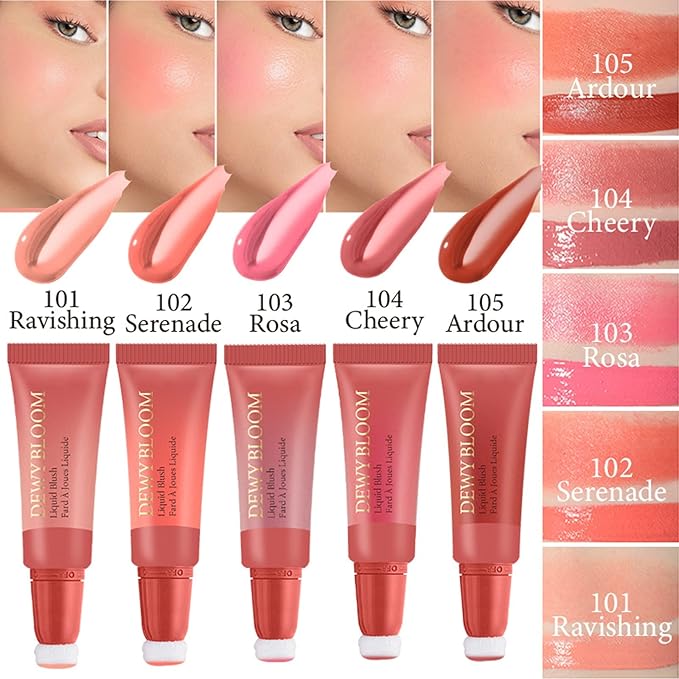 Cream Blush Wand, Milk Liquid Blush Contour Wand with Cushion Applicator, Smooth Natural Blush Makeup Stick for Cheek Lip Eye, Lightweight, Easily Blendable,101 Ravishing,Nude Pink