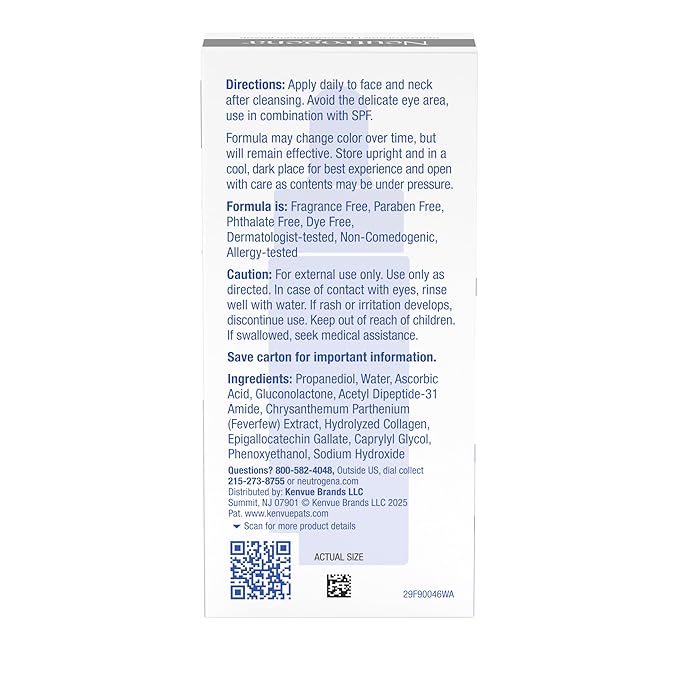 Neutrogena Collagen Bank 15% Vitamin C Face Serum, Vitamin C Serum for Face Helps Build Collagen for Glowing, Plumper Looking Skin, Uneven Skin Tone Treatment, Fragrance Free, 0.5 fl. oz