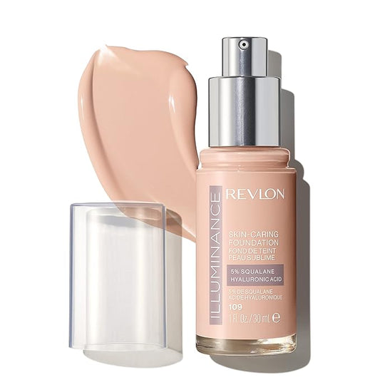 Revlon Illuminance Skin-Caring Liquid Foundation, Hyaluronic Acid, Hydrating and Nourishing Formula with Medium Coverage, 109 Light Ivory (Pack of 1)