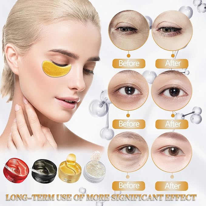 Under Eye Patches-240 Pcs-Four Color Eye Mask For Reduce Dark Circles,Eyes Bags,Puffy,Wrinkles,Gel Eye Mask Skincare