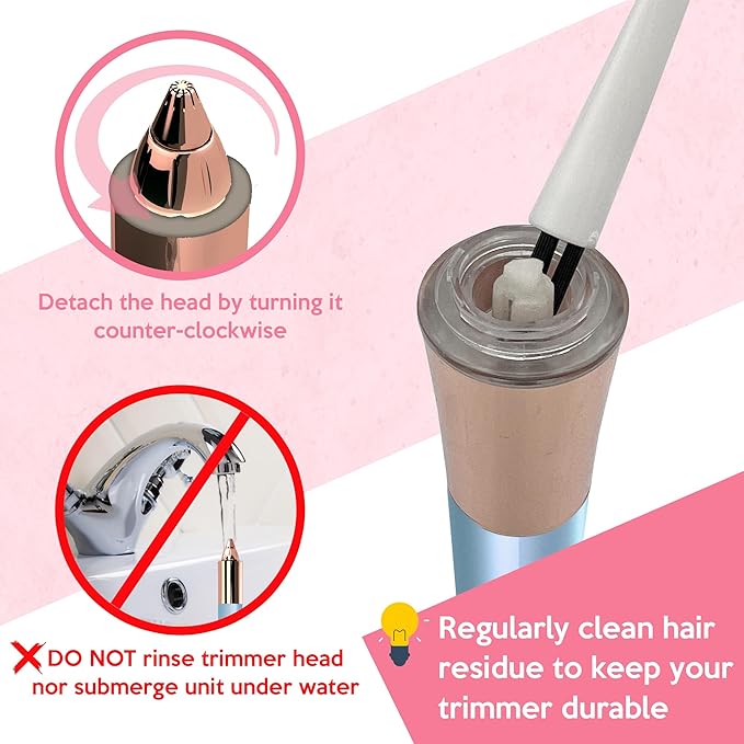 Portable Flawless Eyebrow Hair Remover for Women – Painless, Fast & Precise Flawless Electric Razor & Epilator for Eyebrow, Nose, Ear Hair Removal – 18K Gold-Plated, 360° LED Light