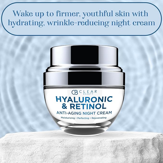 Clear Beauty Hyaluronic Acid & Retinol Face Moisturizer - Dermatologist Tested, Reduces Wrinkles, Fine Lines & Hyperpigmentation, Hydrating Cream, Cruelty-Free Korean Skin Care - All Skin Types
