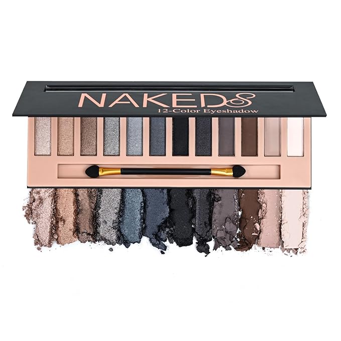 All in One Makeup Kit For Girls 12 Colors Naked Matte Eyeshadow Palette, Foundation Face Primer, Makeup Brush, Makeup Sponge, Eyebrow Soap Kit, Lipstick Set, Winged Eyeliner Stamp Makeup Set (SetE)