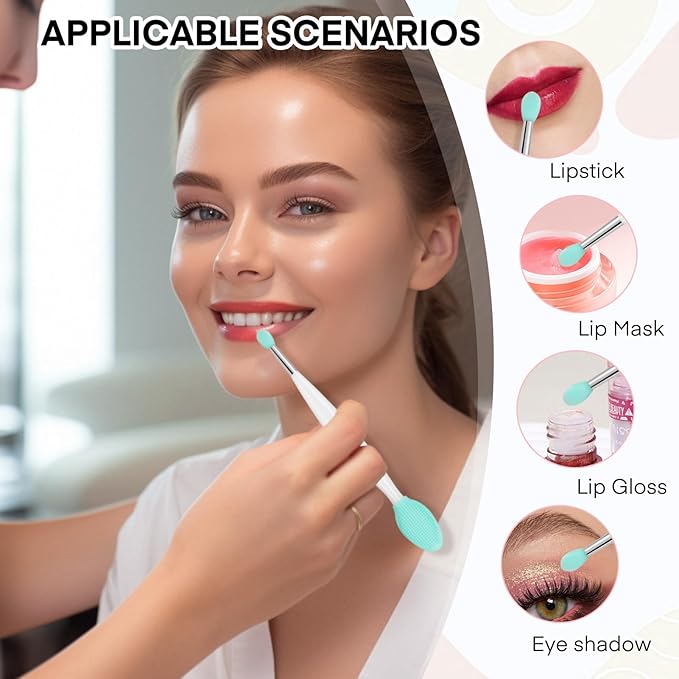 Unaone Lip Scrub Brush - 3 PCS Dual-ended Lip Scrubber Exfoliator and Silicone Lip Brush, 3-in-1 Silicone Lip Scrub Tool Lip Mask Applicator, Gentle Exfoliator & Applicator for Soft