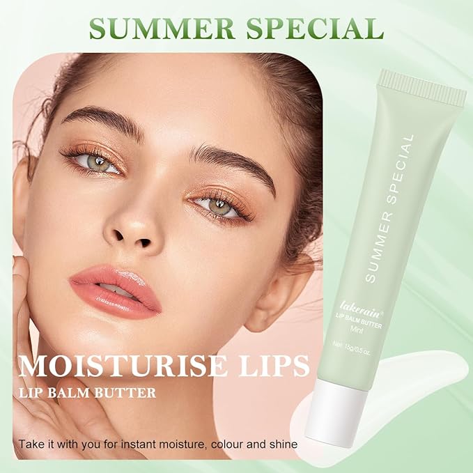Summer Lip Butter Balm, Moisture and Hydration Lip Gloss, Long-lasting Hydrating Non-Sticky Lip Balm, Soften Dry Lips Lip Care (#Sweet Mint, 1Pcs)