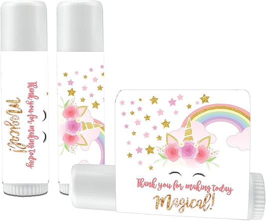12 Unicorn Rainbow Lip Balms - Unicorn Theme Lip Balms - Unicorn Baby Shower Favors - Unicorn Birthday Party Favors - Rainbow Unicorn