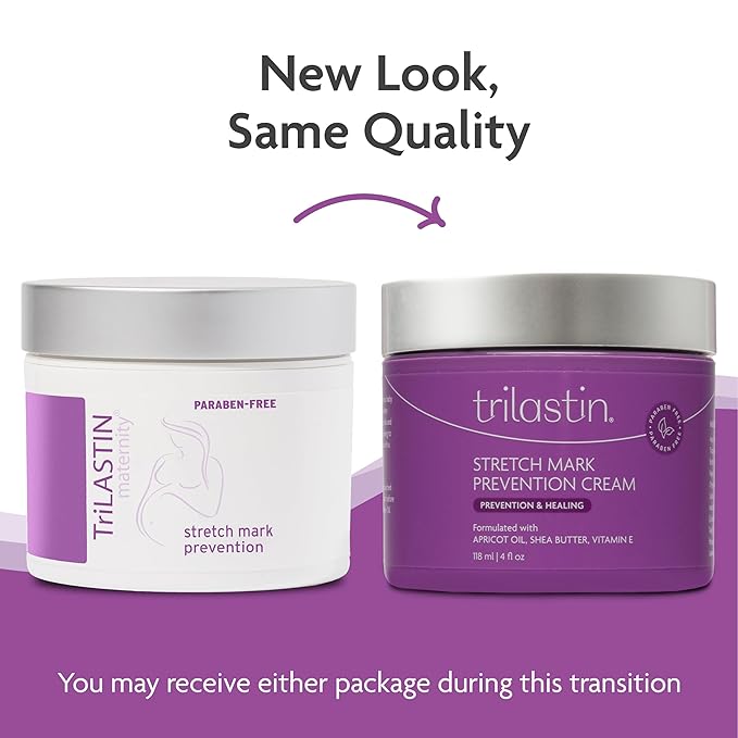 TriLASTIN Maternity Stretch Mark Cream for Pregnancy - 4 fl oz - Paraben-Free & Hypoallergenic - Prevents Stretch Marks & Improves Elasticity - Shea Butter & Belly Cream for Pregnant Women