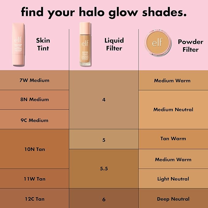 e.l.f. Halo Glow Skin Tint SPF 50, Tinted Moisturizer For Light, Buildable Coverage, Creates A Natural Glow, Vegan & Cruelty-Free, 7 Medium Warm