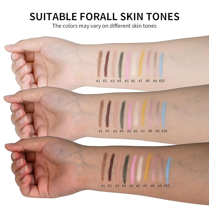 Eyeshadow Stick, Shimmer and Matte Cream Eye Shadow Brightener Sticks Eyeliner Pencil Crayon, Waterproof Long Lasting Eye Highlighter Stick Makeup,0.056 Oz(2PCS #1-Caramel+#9-Champagne)