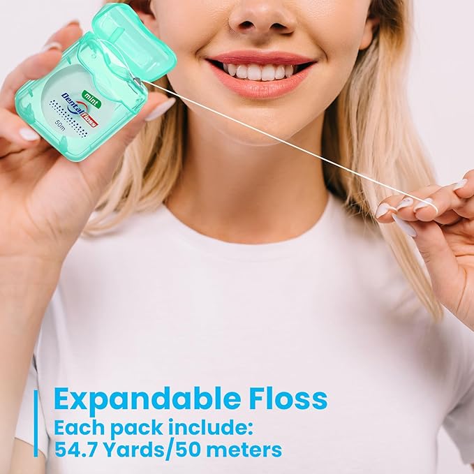 Geiserailie 72 Pack Dental Floss Bulk Mint Flavored 50m Each Travel Dental Floss Waxed Oral Care for Teeth and Gum Protection(Mint Green)