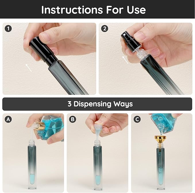 Segbeauty Atomizer Sprayer Set - 2pcs 10ML Refillable Mini Glass Perfume Spray Bottles with Funnel and Pipette, Portable Travel Cologne Sprayer Gradient Green