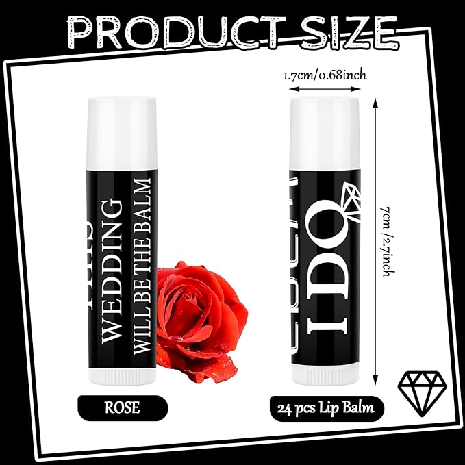 24 Pcs Bachelorette Lip Balm I Do Crew Wedding Party Gifts Bachelorette Lip Balm Gift Wedding Favors for Bachelorette Wedding Party Guest Supplies (Black with White)