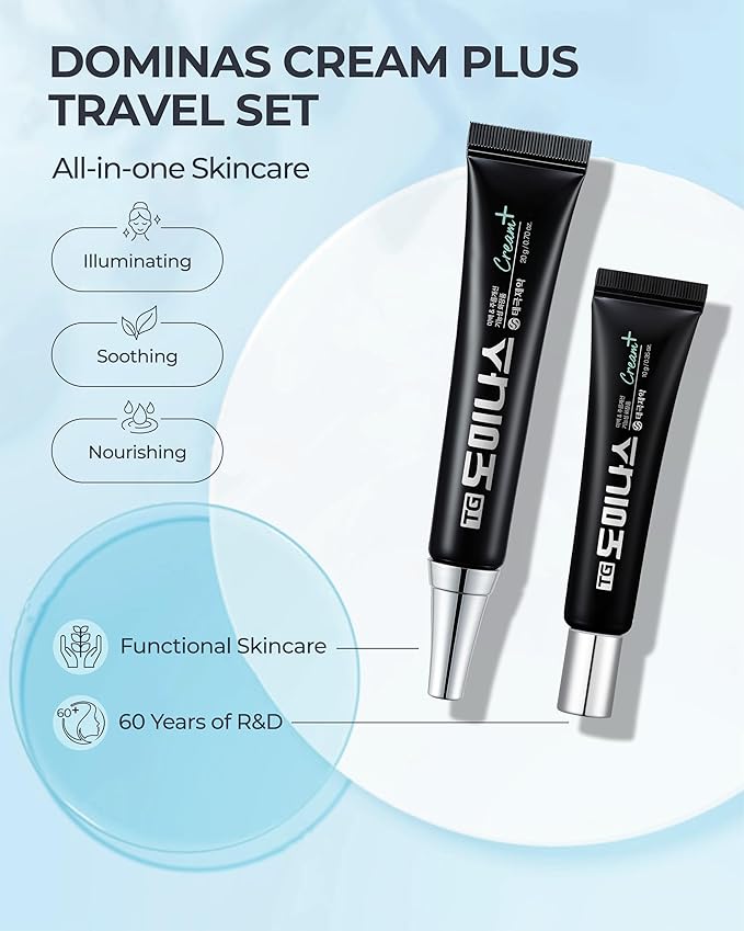 DOMINAS Dark Spot Corrector Cream Plus | Advanced Korean Formula with Niacinamide, TECA, Urea & Panthenol to Improve Uneven Tone, Skin Elasticity & Visible Discoloration | Travel Kit (0.7 + 0.35 oz)