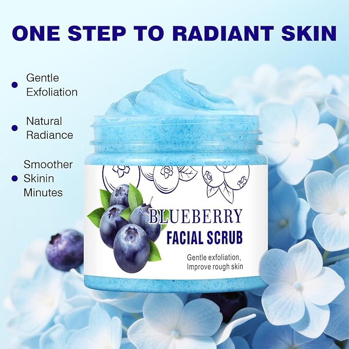 Facial Scrub, Blueberry Facial Scrub & Face Exfoliator, Facial Exfoliating Scrub Anti Aging, Oil Control, Deeping Cleansing Face Wash Cleanser Facial Scrubs for Women