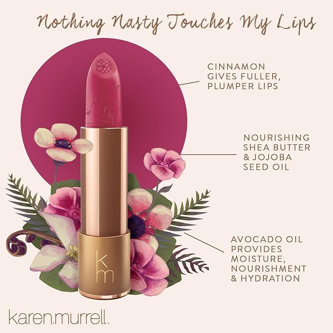 Karen Murrell - Natural Lip Stick 03 Pink Starlet - Pink Lipstick - Matte Finish, 100% Natural Ingredients, Moisturizes & Hydrates Lips - Paraben & Cruelty Free