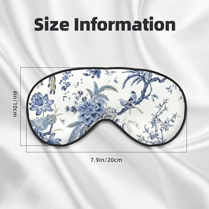 Sleep Eye Mask Vintage Blue Floral Sleep Mask for Women Men Comfortable Eye Mask with Adjustable Strap Soft Eye Cover Blindfold for Travel Yoga Nap Shift Work