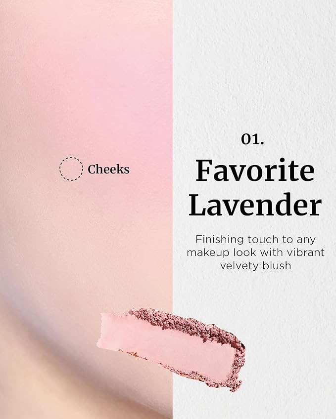 VDL Cheekstain Pastel Blush for Cheeks (Favorite Lavender, 0.2oz) - Lightweight, Velvet Powder Formula - Seamless, Long-Lasting, Natural-Looking Glow | Korean Makeup