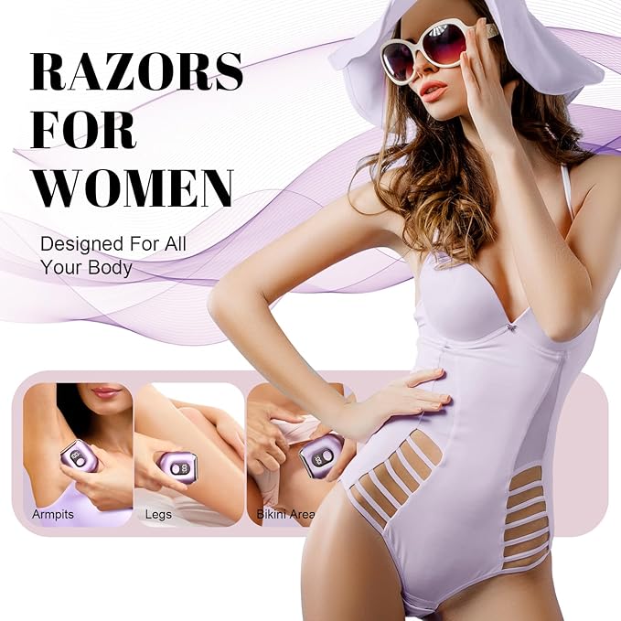 Cordless Electric Shaver for Women: Mini Electric Razors with LED Display - Rechargeable Bikini Trimmer - IPX7 Waterproof Wet Dry Face Razor with 3 Blade Heads Floating Head