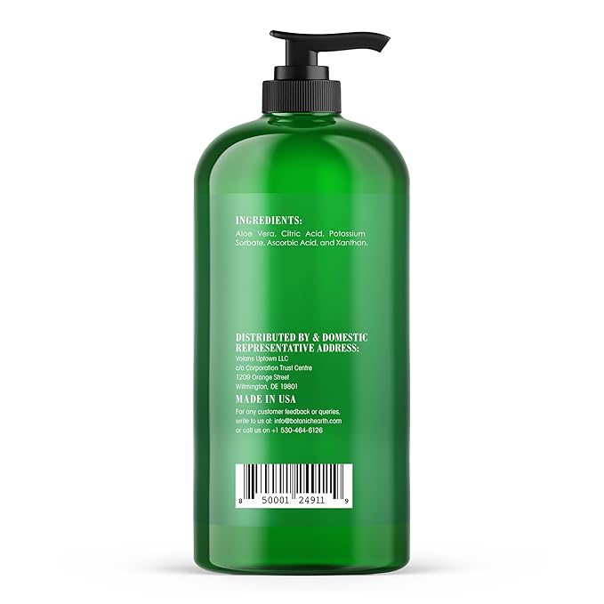 Botanic Hearth Aloe Vera Moisturizing Liquid Gel – 100% Pure Aloe, Enriched with Vitamin C for Dry & Itchy Skin – No Added Color, Fragrance, or Alcohol – 16 fl. oz