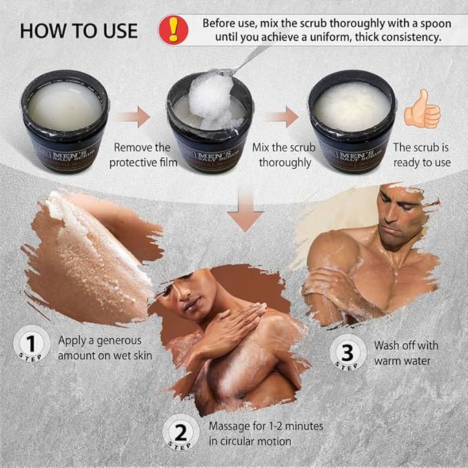 Salt Body Scrub Amberwood For Men – Moisturizes, Exfoliates & Nourishes Skin – Cleanses & Detoxifies with Dead Sea Minerals - Dead Sea Collection – 23.28 OZ