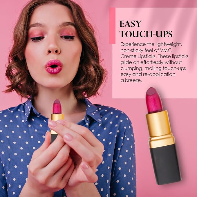 Vera Moore Creme Lipstick, Long Lasting, Lightweight, Moisturizing Opaque Color with Staying Power, Fragrance, and Paraben Free Cosmetics Soft Lipstick (Fuchsia)