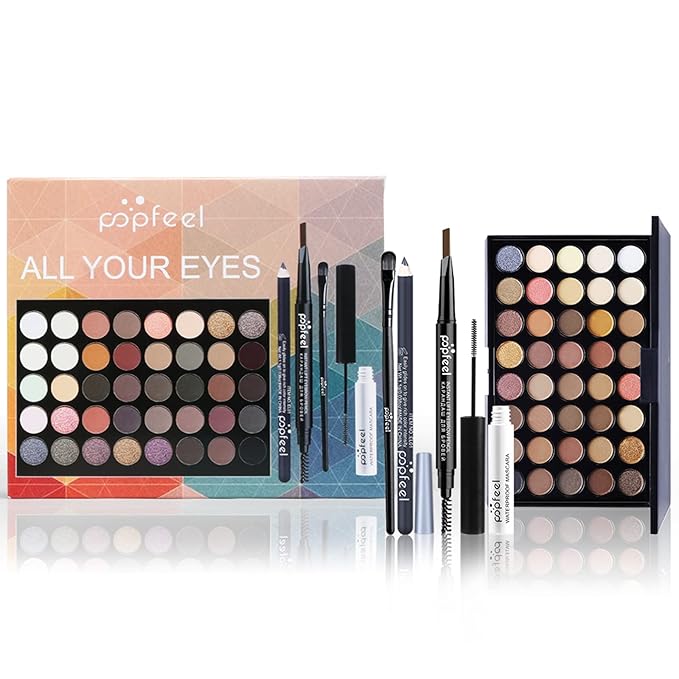 All in One Makeup Kit For Teenager Girls, Full Starter Makeup Kit for Women Beginners Includes Eyeshadow Palette, Eye Brush, Mascara, Eyebrow Pencil, Eyeliner Pencil