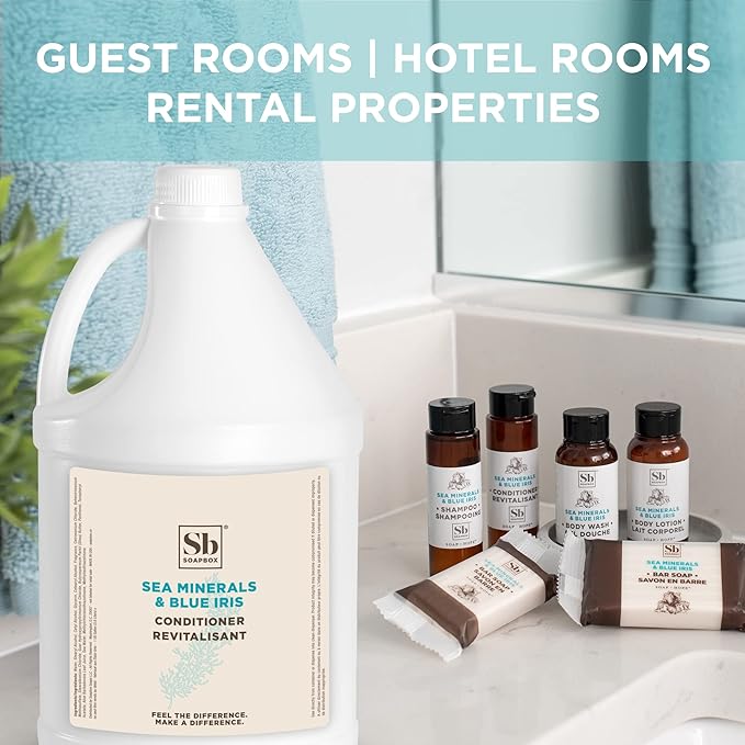 Soapbox Hair Conditioner, Sea Minerals & Blue Iris, Hydrating, Vegan, Color Safe, Sulfate Free & Silicone Free Conditioner Refill for Home & Professional Use - Gallon Size