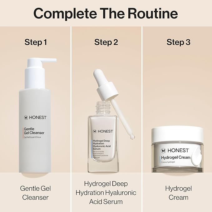 Honest Beauty Hydrogel Cream with Hyaluronic Acid | Lightweight, Moisturizing Water Cream | Gentle for Sensitive Skin, Fragrance Free, Vegan | 1.7 fl oz